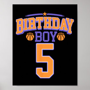 5:e födelsedagspojken Basketball Älskare, 5 år gam Poster