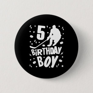 5:e födelsedagspojken Ice Hockey Kids 5 år gammal Knapp