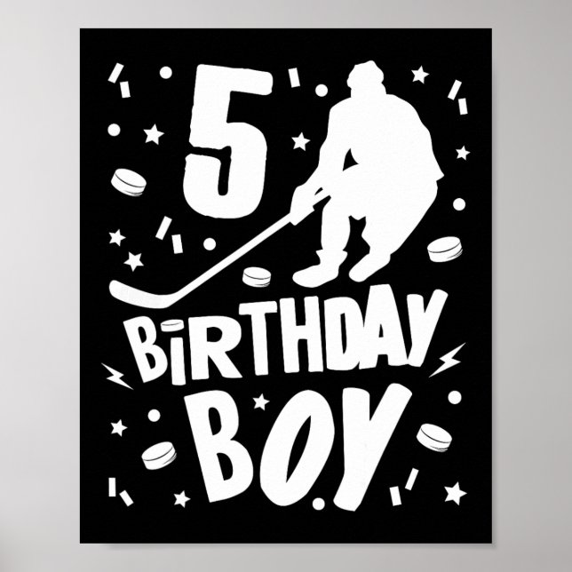 5:e födelsedagspojken Ice Hockey Kids 5 år gammal  Poster (Framsidan)