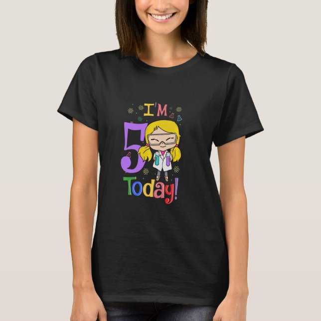 5:e födelsedagstjejen Party Scientist Stem Kid T Shirt (Framsida)