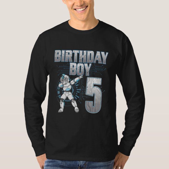 5:e födelsedagstjocken Dabbing Robot 5 Years Old B T Shirt (Framsida)