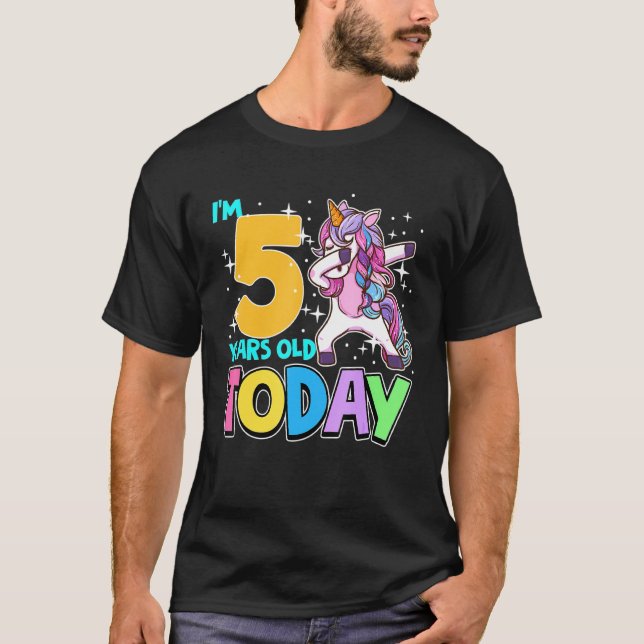 5:e födelsedagstjuvans Unicorn Dabbing Jag är 5 id T Shirt (Framsida)