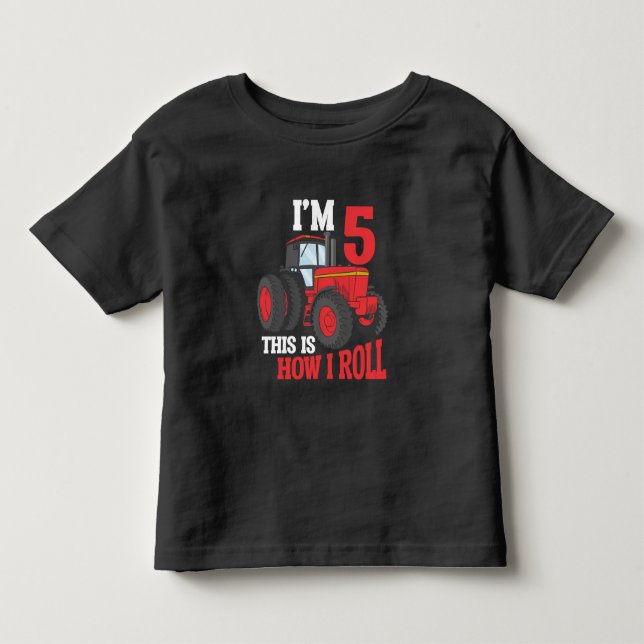 5:e födelsedagstraktorn som älskar Kid 5 år gammal T Shirt (Framsida)