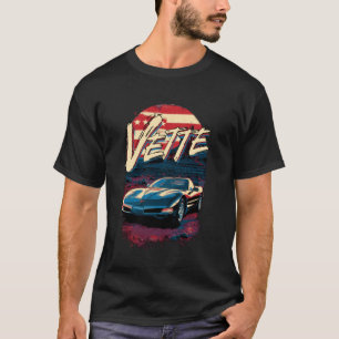 5:e generalen Vette Car Patriotic American Flagga  T Shirt