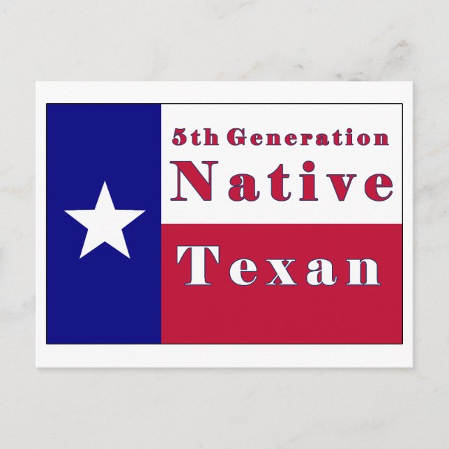 5:e Generation Native Texan Flagga Vykort (Framsida)
