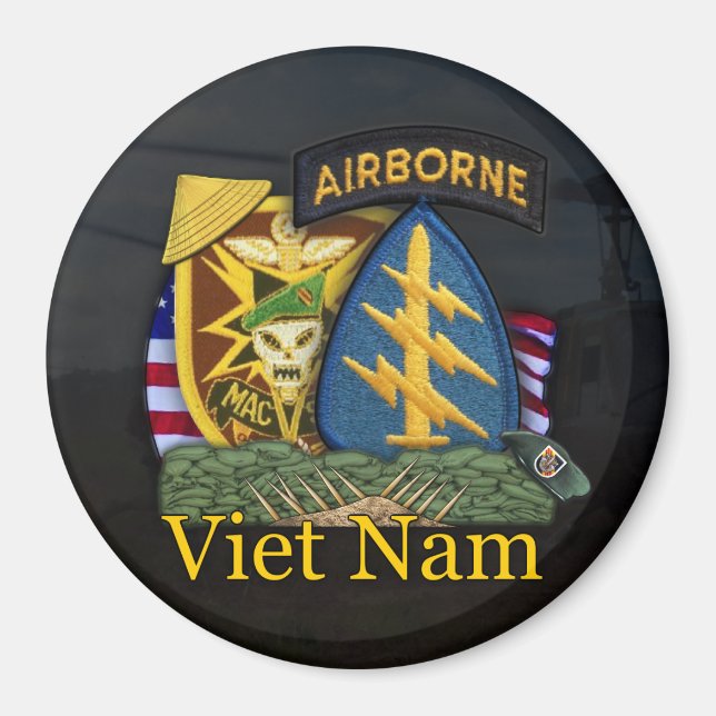 5:e grönten berets mac v sog vietnam Magnet (Framsidan)