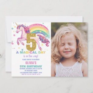 5:e inbjudan till Unicorn Birthday med bild
