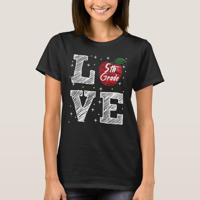 5:e Klass Kärlek med äpple T Shirt (Framsida)