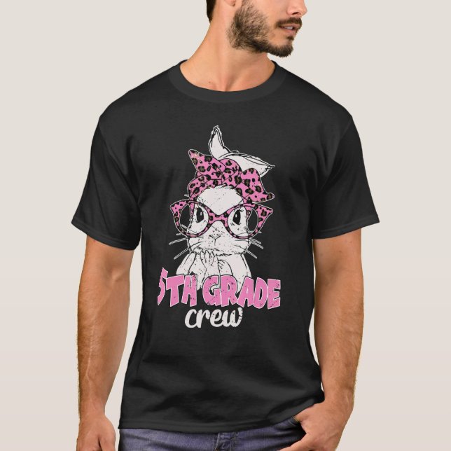 5:e Klass-leopardglaset Bunny Ansikte Påsk M T Shirt (Framsida)