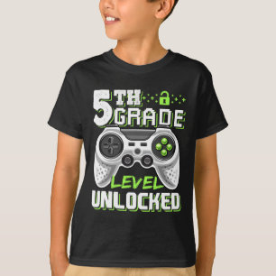 5:e klass nivå upplåst videospel tillbaka till sko t shirt