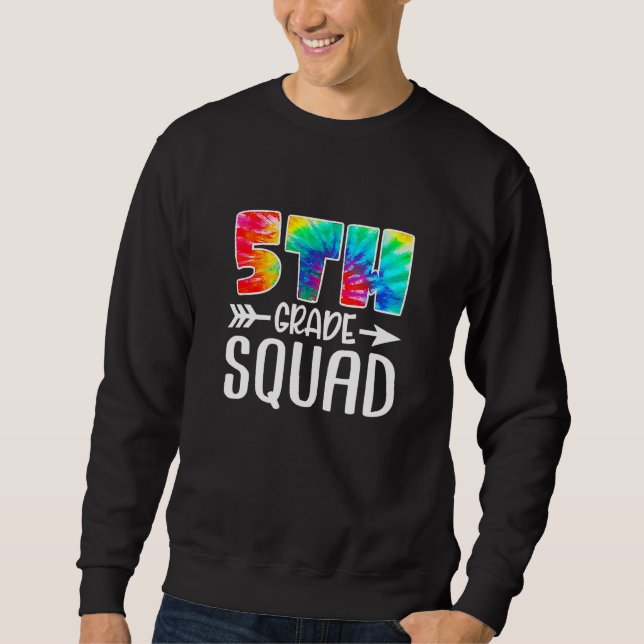 5:e Klass Squad Tie Dye Back to school Lacher Stu Lång Ärmad Tröja (Framsida)