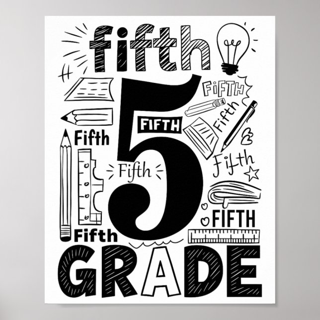 5:e klass typografiteam femte klass lärare tillbak poster (Framsidan)
