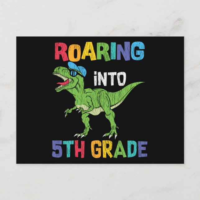 5:e klassens dinosaurie första skoldagspresent til vykort (Framsida)