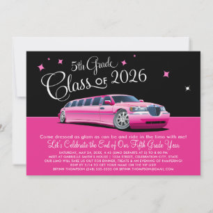 5:e klassens tjejrosa limousine-natt ute inbjudningar