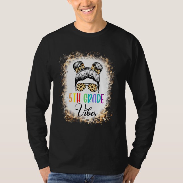 5:e klassens vibrationer rörig flicka leopard 1:a  t shirt (Framsida)
