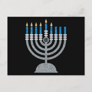 5:e natten för Hanukkah Glitter vykort