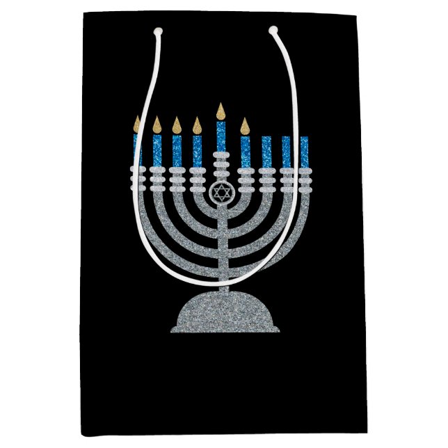 5:e Natten Hanukkah Glitter Medium Gift Bag (Framsidan)