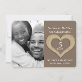 5:e träbröllopsdag brunt anpassat foto  inbjudningar