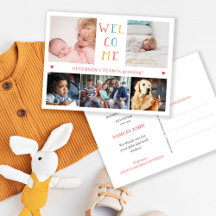 5 familjefotokollage WELCOME nyfödd bebis-födsel