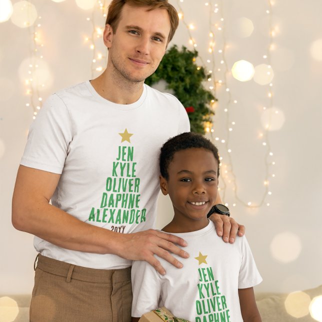 5-familjens Namn i Julgran T Shirt (Skapare uppladdad)