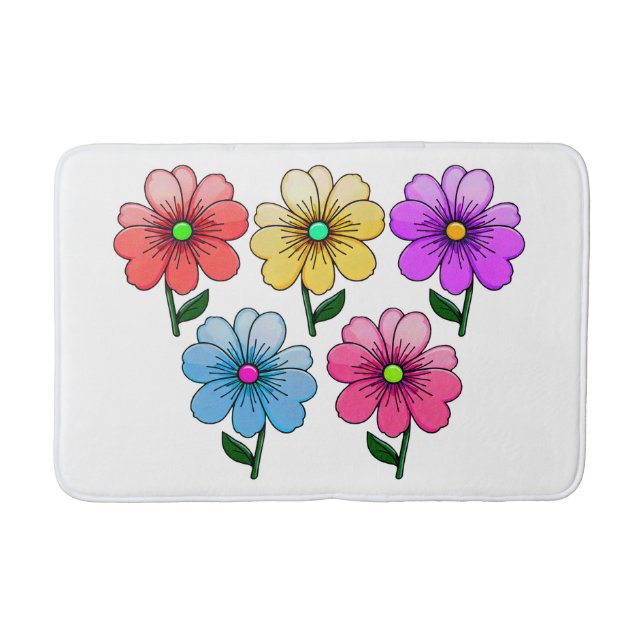5 Färg Blommor Badrumsmatta (Framsidan)