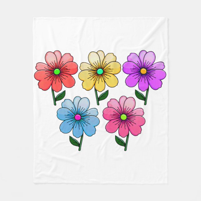 5 Färg Blommor Fleecefilt (Framsidan)