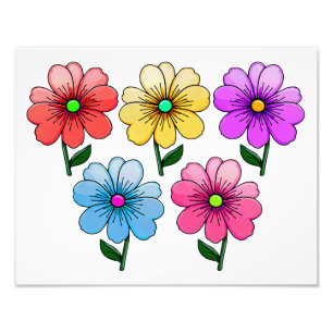 5 Färg Blommor Fototryck