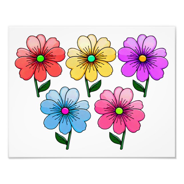 5 Färg Blommor Fototryck (Framsidan)