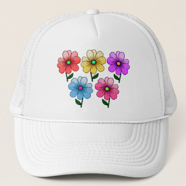 5 Färg Blommor Keps (Framsida)