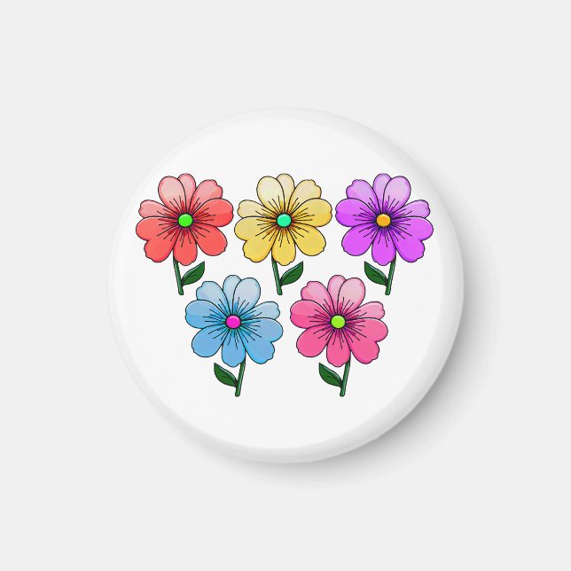 5 Färg Blommor Magnet (Framsidan)