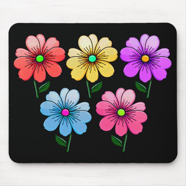 5 Färg Blommor Musmatta (Framsidan)