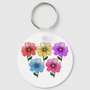 5 Färg Blommor Nyckelring
