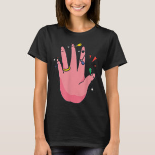 5 Finger Förlovning Hand Parti Bästa Fiance Brud G T Shirt