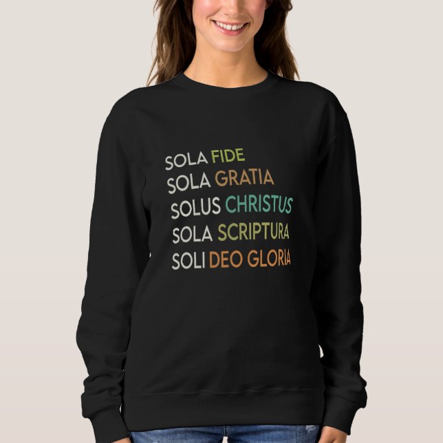 5 Five Solas of the Reformation Theology Christian T Shirt (Framsida)