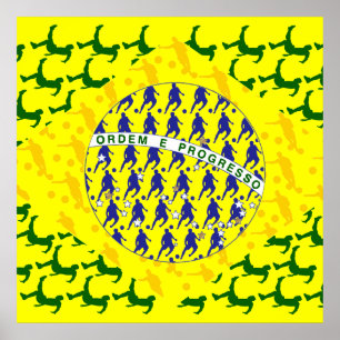 5 flagga för stjärnafotbollspelare av brazil poster