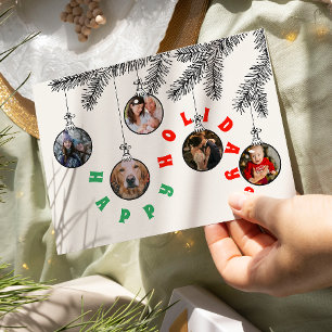 5 Flat Helgdag-kort för foto-cute Julgran Julkort