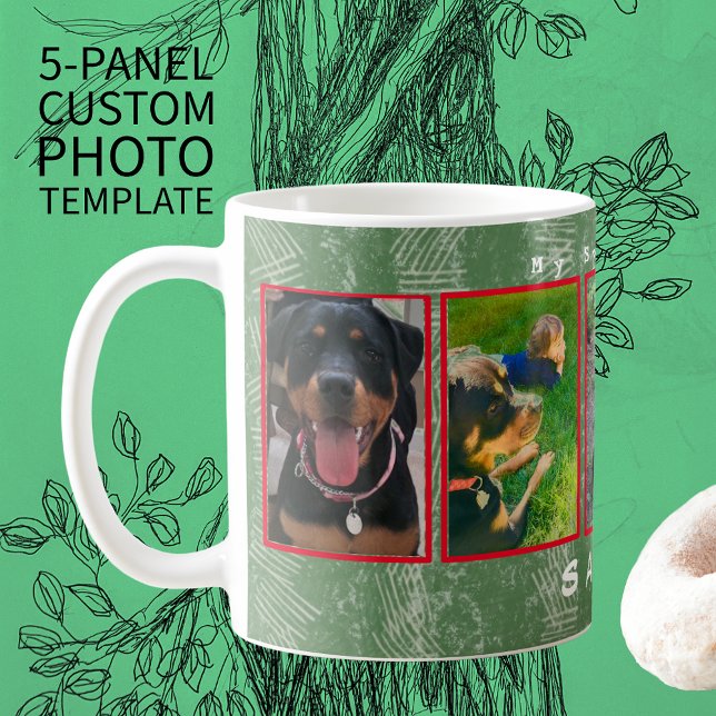 5-foto-2-text anpassar Helgdag Pet, Familjepix Kaffemugg (Skapare uppladdad)