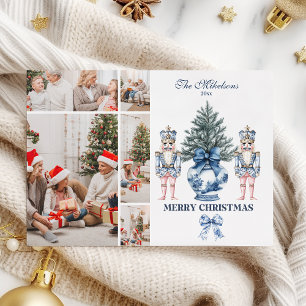 5 Foto Blå Chinoiserie Nötknäppare Jul Julkort