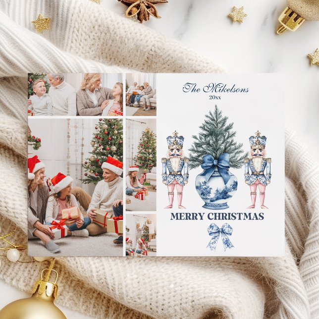  5 Foto Blå Chinoiserie Nötknäppare Jul Julkort (Skapare uppladdad)