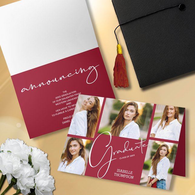 5 Foto Blodröda examensannonser Inbjudan (Skapare uppladdad)