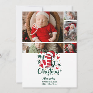 5 Foto Candy cane Baby 1:a jul Julkort