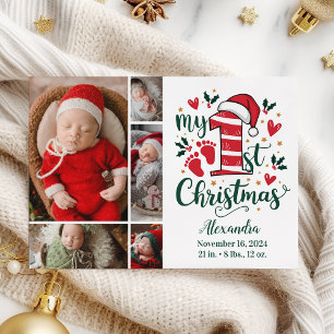 5 Foto Candy cane Baby 1:a jul Julkort