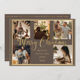 5 Foto Collage God Jul Guld  Högtid Julkort