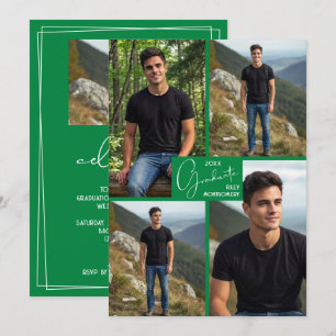 5 Foto Collage Grön Examenfest Inbjudningar