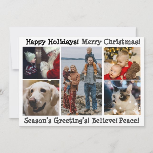 5 Foto God jul Glad helg modern Julkort (Framsida)