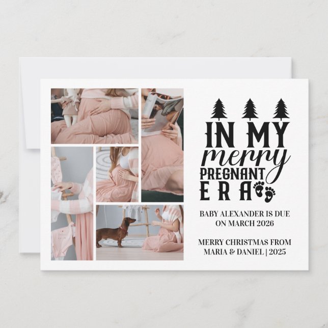 5 Foto i min stora, gravida era-jul Julkort (Framsida)