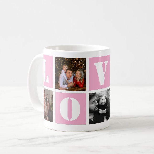 5-foto kärlek Fars dag Kaffemugg (Framsida vänster)