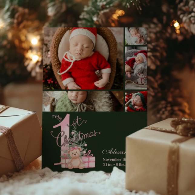 5 Foto  Rosa Grön Första Julen Baby (Skapare uppladdad)