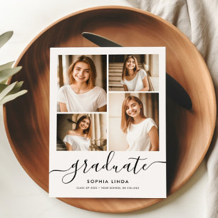 5 Foto Studenten Collage Script Modern Elegant Inbjudningar
