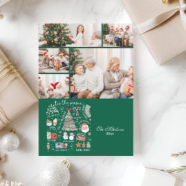 5 Foto Tis the Season Retro Grönt jul Julkort